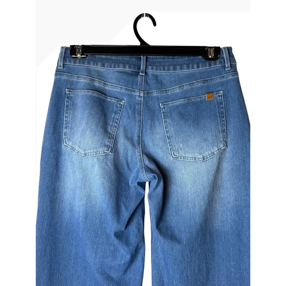 Halara Asymmetric High Waist Baggy Jeans Women Medium Petite Blue Stretch Denim - Picture 5 of 9
